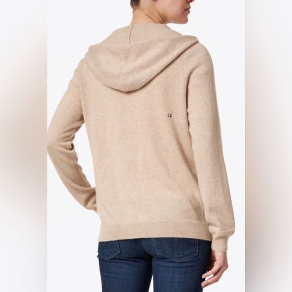 100% Cashmere Beige Cashmere Zip Up Hoodie - Picture 2 of 8